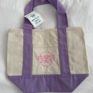 Trader Joe’s Canvas Mini Tote Bag (Lavender) (New with Tag)